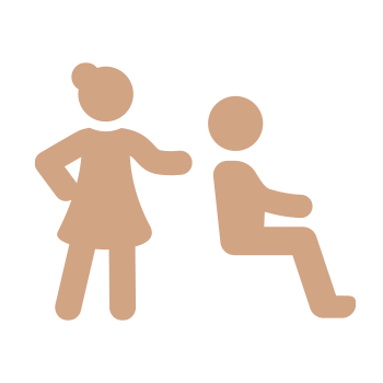 The image depicts an illustration of a person in a wheelchair with another standing next to them, both facing towards the right side of the image.